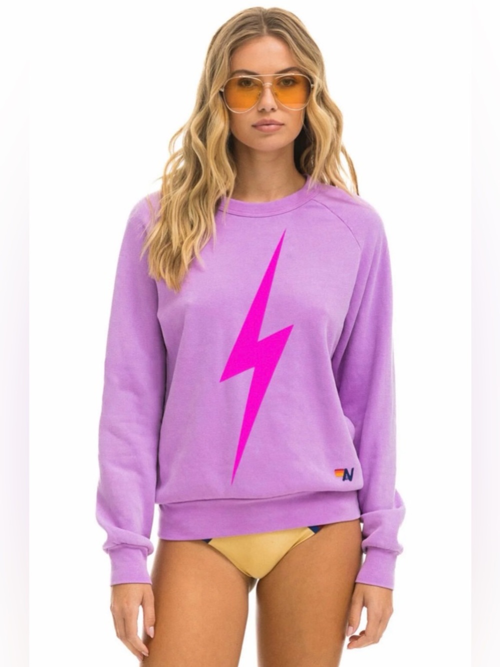 NWT - Aviator Nation - Bolt Crew Sweatshirt - Neon Purple